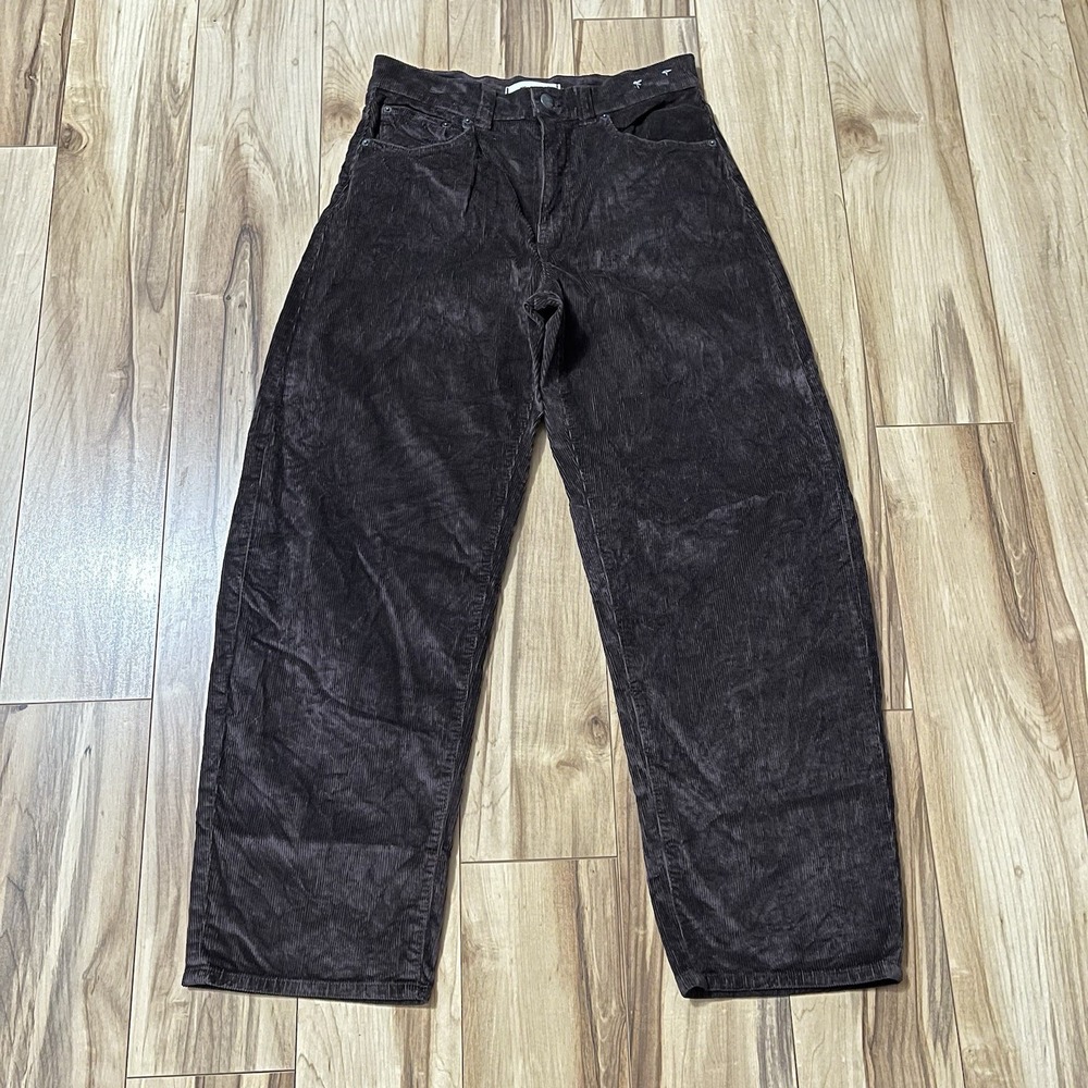 Madewell The Balloon Pant High Rise Corduroy Dark Brown Espresso Women's Sz 26
